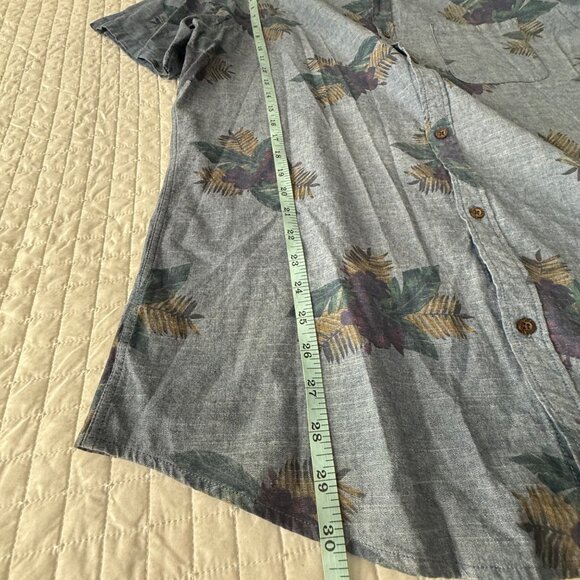 Wallin & Bros Mens L Blue Floral Button-Up Short Sleeve 100% Cotton Shirt - Picture 9 of 9